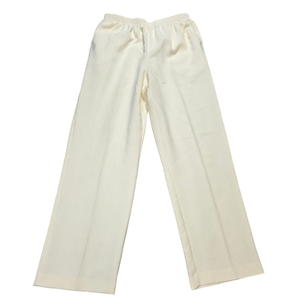 Alfred Dunner Corduroy Pull On Pants Women's Size 8 Ivory High Rise Straight Leg